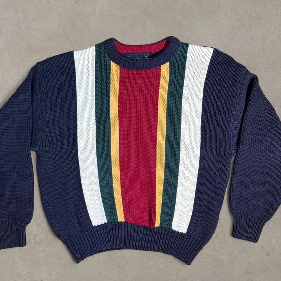 New River Other - Vintage New River Colorblock Cotton‎ Knit Sweater Men's M 90s Grandpa Preppy